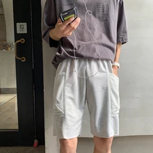 Autumn New Korean Men's Simple Large Pocket Loose Fashion Wild Color Cotton Sports Casual Shorts Streetwear