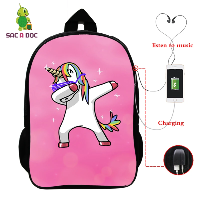 Рюкзак с единорогом Mochila Unicornio, рюкзак для ноутбука, рюкзак для подростков, женщин, мужчин, повседневный рюкзак с изображением Галактики, школьные сумки для путешествий, USB зарядка - Цвет: 15