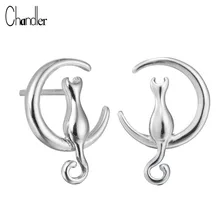 Chandler Cat On The Moon серьги-гвоздики новейший стиль милый котенок женские ювелирные изделия аксессуары ко Дню Святого Валентина лучшие подарки