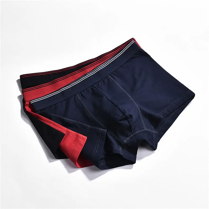 Brand MuLS 3Pcs Lot 6Color Combed Cotton Men Boxers Shorts Breathable Male Underwear Boy Bodysuit Men Under Pant Puls Size S-3XL02