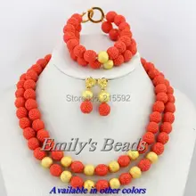 Модный Африканский костюм бусы коралловые Свадебные украшения бусы набор ювелирных украшений для невесты ожерелье/браслет/серьги набор CJ135