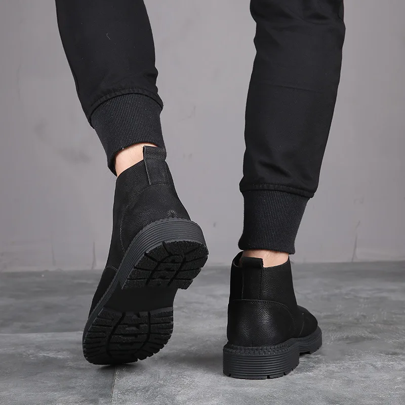 DESAI/мужские ботинки ручной работы из натуральной кожи; мужские осенние высокие ботинки; Новинка года; водонепроницаемые ботинки для улицы; модные черные военные ботинки