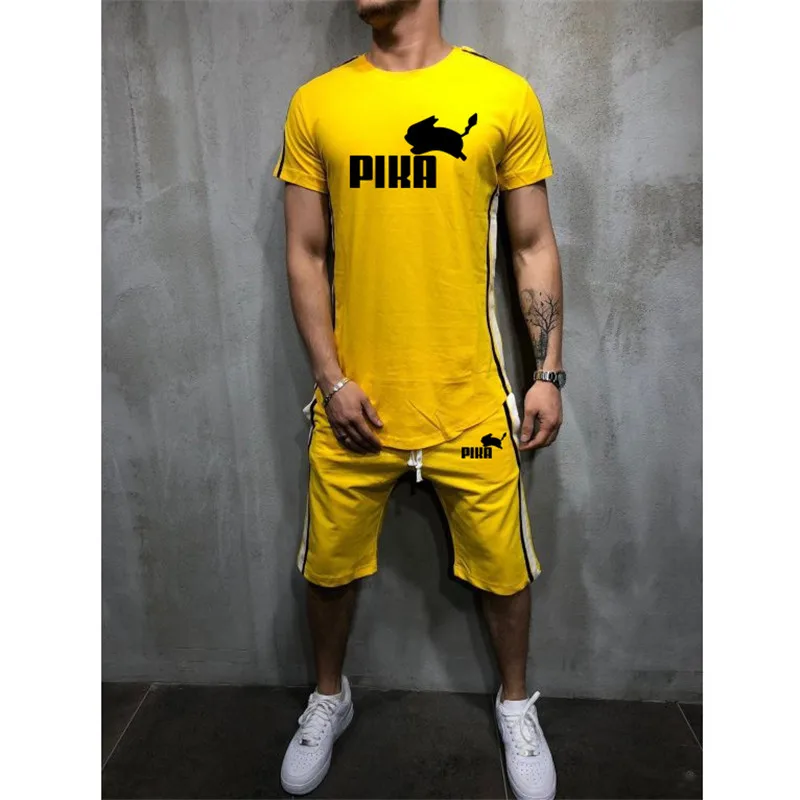 2019 hot Set Male Brand New Men T Shirt Sets Summer Hot Sale Cotton Comfortable Short Sleeve Tshirt Homme Casual set