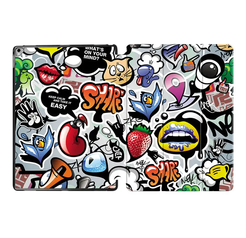 Sanmubaba Чехол для iPad Pro 12,9 дюйма версия ультра-тонкий PU кожаный мультфильм чехол с граффити funda Fold флип-чехол для планшета - Цвет: IPAD02