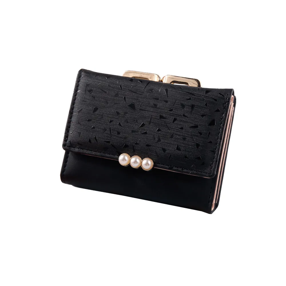 Перламутровый элемент Trifold женские кошельки короткий мягкий кожаный Дамский кошелек с зажимом дизайнерский карман для монет держатель для карт женский кошелек