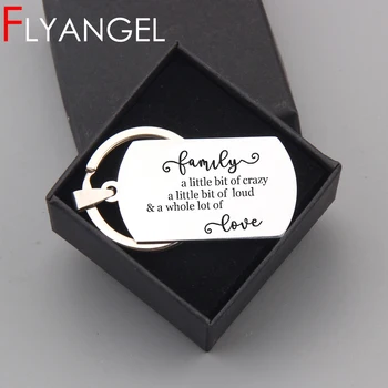 

Fashion Key Holder Engraved Family Love A Little Bit Of Crazy A Little Of Loud Car Key Tag For Family Keyring Gifts Bag Charm