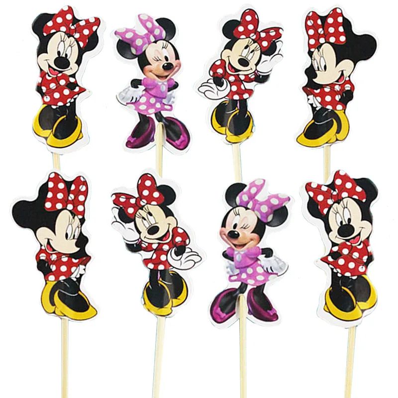 24pcs/48pcs Pretty Pink Red Purple Minnie Mouse Cupcake ...