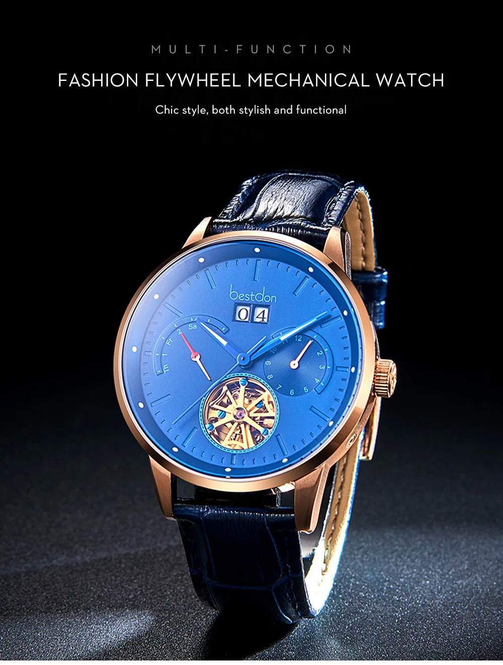 Bestdon люксовый бренд Мужские механические часы полностью автоматические Скелетон маховик часы водонепроницаемые большой циферблат Горячая распродажа наручные часы