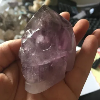 

Free Shipping 221g Min Size Natural Amethyst Quartz Crystal Minerals Stone Skull Carved Made in China