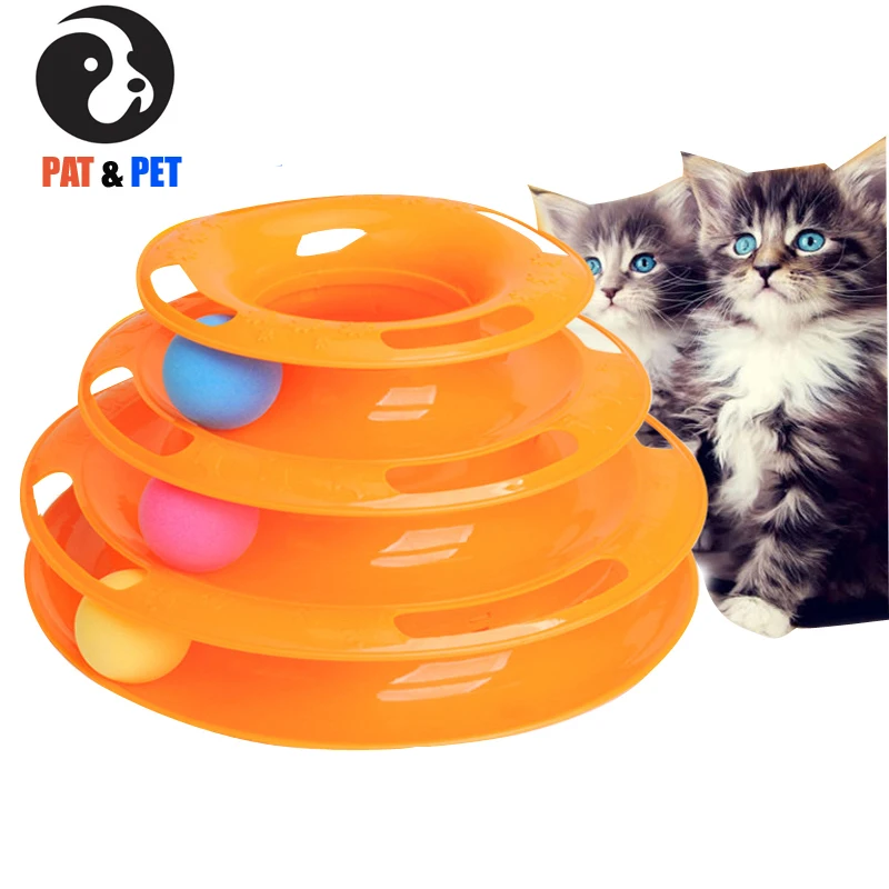 

Interactive Motion Cat Toy Roller 3 Level Towers Tracks Roller with Three Colorful Ball for Kitten Fun Mental Physical