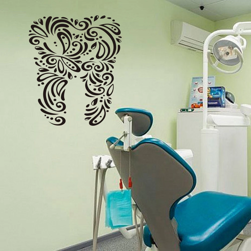 Geometric Teeth  Dental Wall Decal Bathroom Dentist Dental Clinic Abstract Tooth Wall Sticker Dentist  Clinic Vinyl Decor (2)
