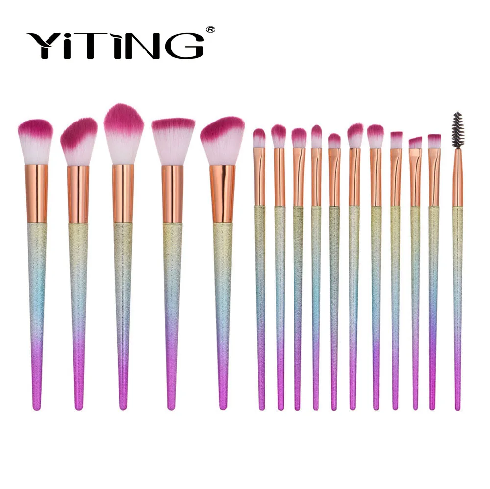 

YiTing rainbow matting professional makeup brushes set 9/24pcs matte unicorn makeup brushes set eyeshadow eyeliner cosmetic tool