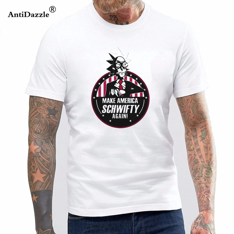 

Antidazzle Make America Schwifty Again T Shirt Rick And Morty Tops Tees Vintage Short Sleeve 100% Cotton Printed Cartoon T-Shirt