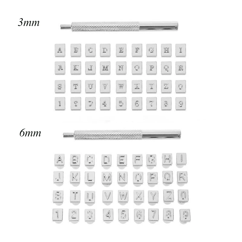 36 шт. 3 мм/6 мм стальной Пробивной Алфавит буквенный номер кожаный штамп набор металлических кожаных пробивных инструментов для DIY кожаного ремесла инструмент