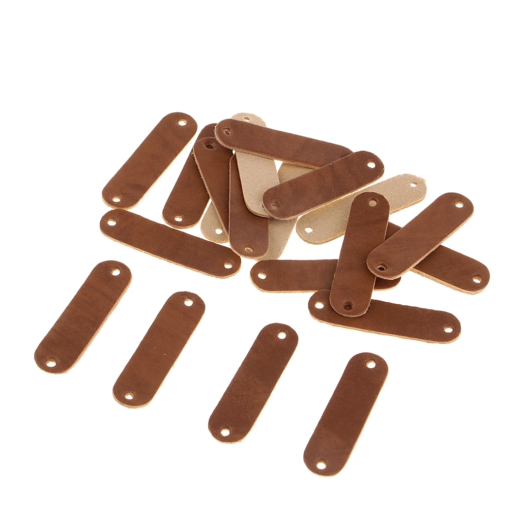 20pcs PU Leather Label Sew on Labels with Holes Engraved Tag Accessories