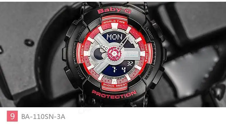 Casio брендовые высококачественные спортивные женские часы baby-g серии, спортивные водонепроницаемые женские часы на открытом воздухе с синим резиновым ремешком BA-110BC-2A