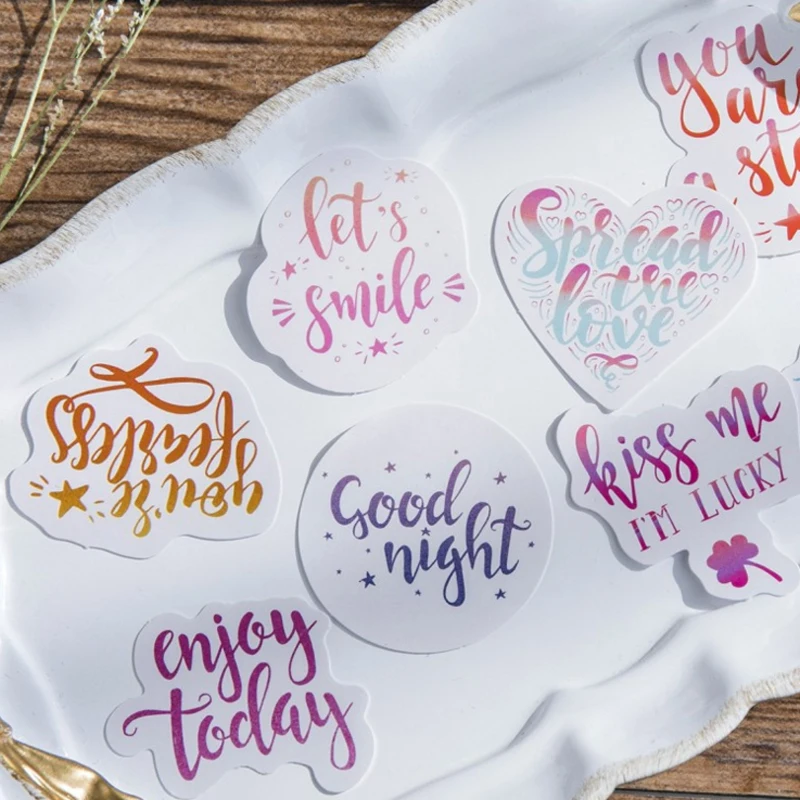 46pcs/pack Creative Colourful Moods Paper Lable Stickers Crafts Scrapbooking Decorative Sticker Pack DIY Lovely Gifts for Kids