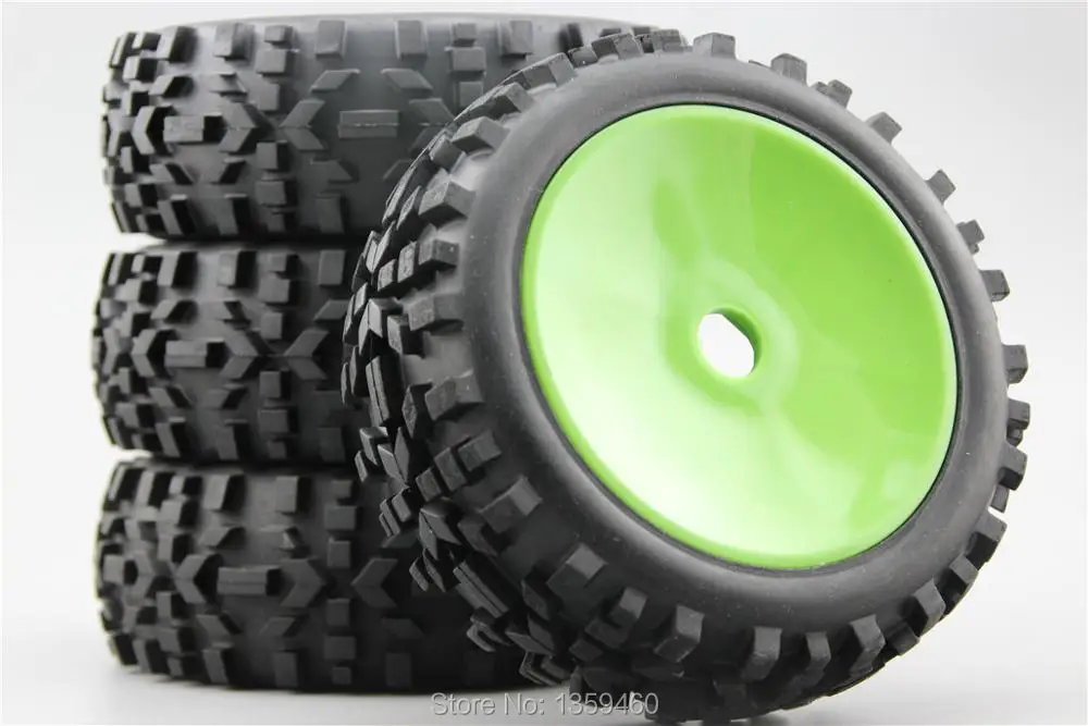 4pcs 1/8 Buggy Off Road Tire Tyre wilderness Dish Dark Green Rim Fit For 1:8 Car 22049+26019 | Игрушки и хобби
