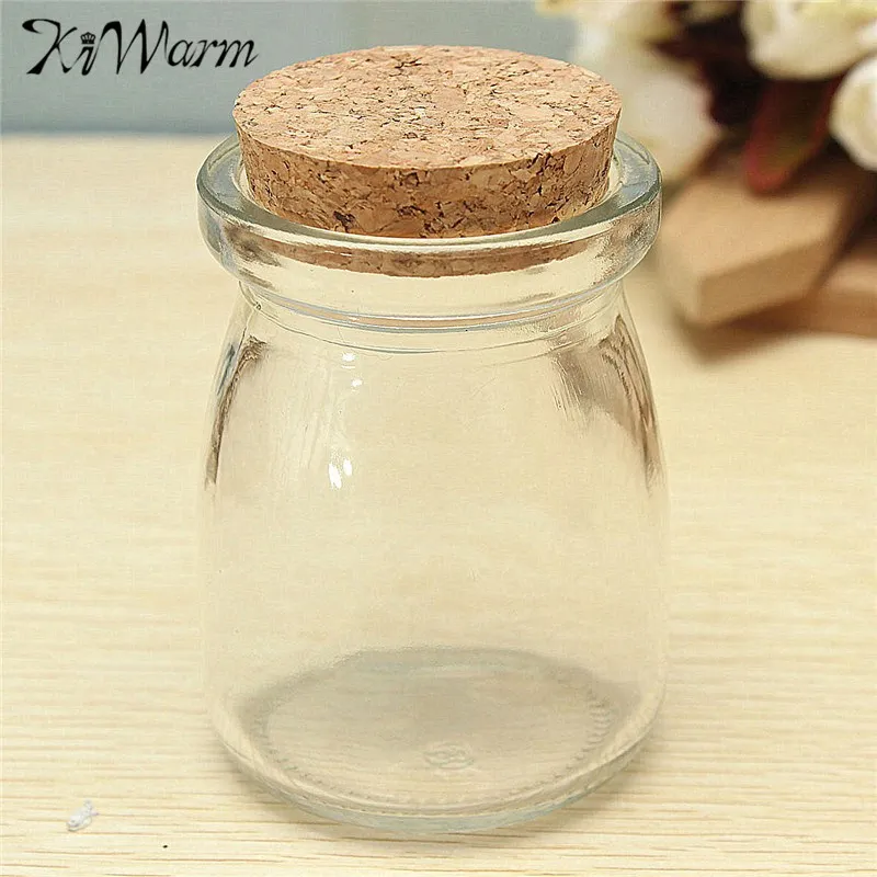 

KiWarm 100ml Mini Small Clear Glass Storage Jars Bottle Vial Container Wishing Bottle with Cork Stopper DIY Home Decor