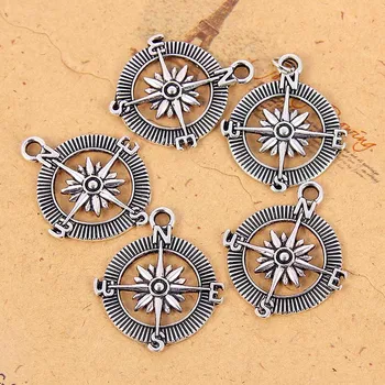 

10pcs COMPASS TRAVEL Fantastic Tibetan silver Beads Charms Pendants Fit Bracelet DIY Necklace Jewelry Findings Makings 28mm