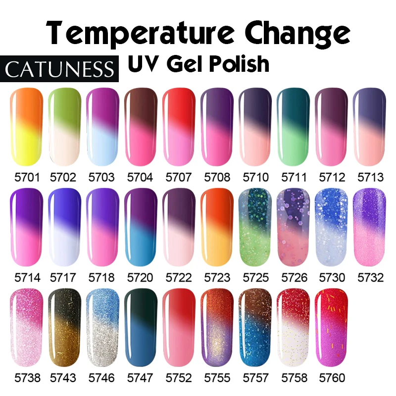 

CATUNESS 29 Color Lacquer Temperature Varnish Thermol Changing UV Gel Nail Varnish Soak Off Long Lasting UV LED Nail Gel Polish