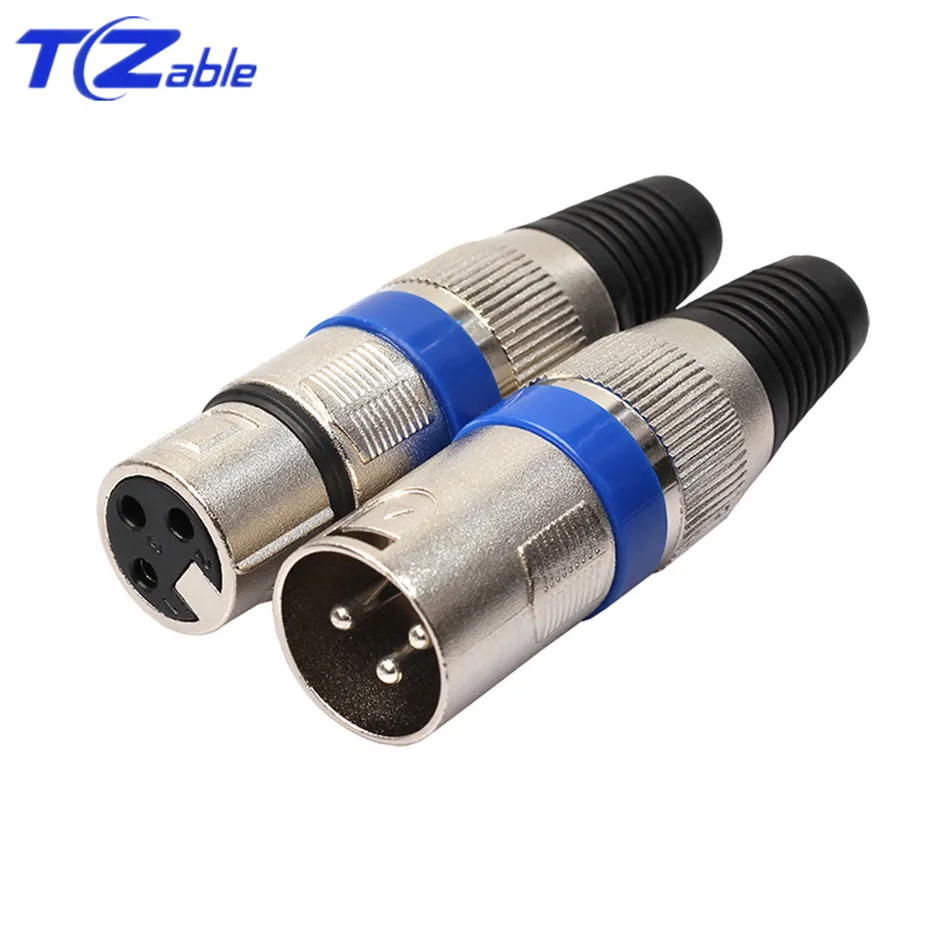 

3Pin XLR Connector Female and Male Connectors Microphone Cable Connector MIC Adapter Nickel Plated Plastic + Metal