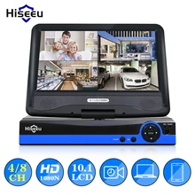 Hiseeu CCTV 4/8 CH 5в1 1080N цифровой видеорегистратор 10," ЖК-экран AHD/CVI/TVI/аналоговый/IP домашняя система безопасности P2P H.264