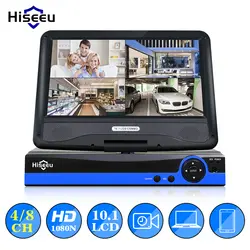 Hiseeu CCTV 4/8 CH 5в1 1080N цифровой видеорегистратор 10,1 "ЖК-экран AHD/CVI/TVI/аналоговый/IP домашняя система безопасности P2P H.264