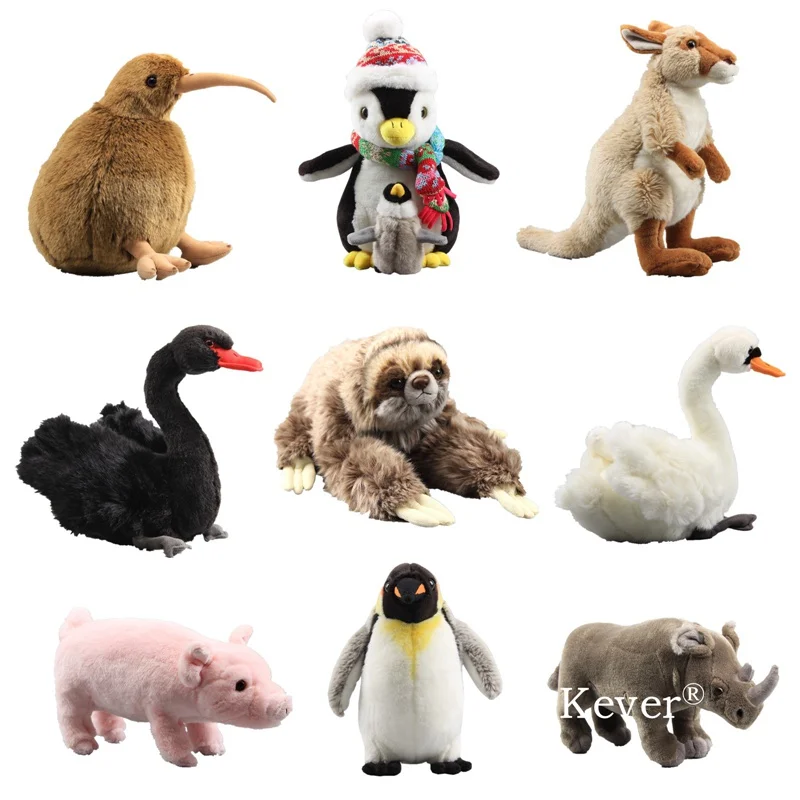 9 видов стилей с тремя носками Ленивец Пингвин пушистый милый плюшевая игрушка чучела животные Черный лебедь киви плюши имитация мягкие куклы 23-36 см