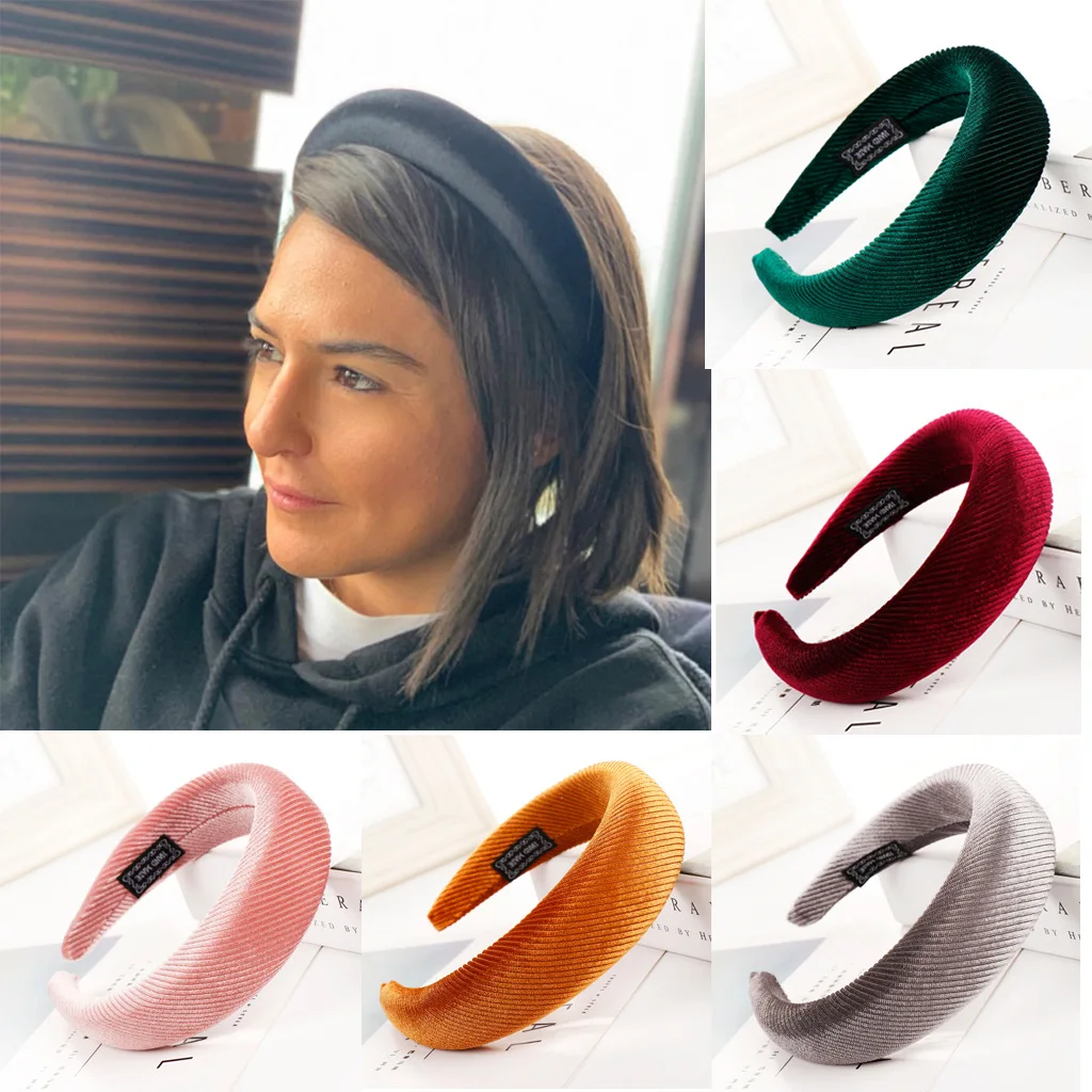 

hot sale Korean velvet sponge headband Multicolor wide-brimmed lady jewelry solid color headband cross-border 947