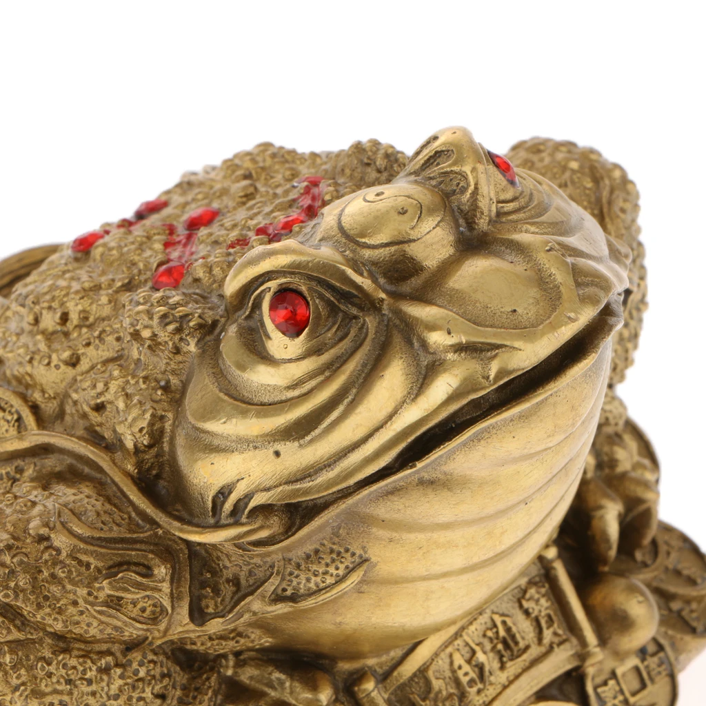 Brass Feng Shui Money Frog Three Legged Wealth Frog Money Toad Figurine Gift