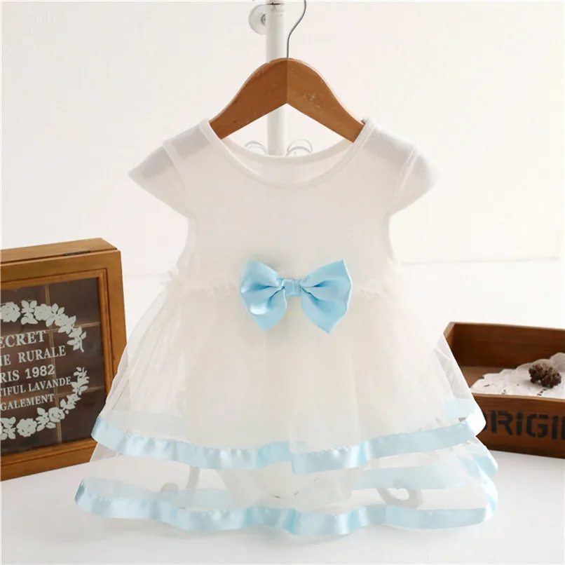

3Color Summer Girls Dress Baby Girls Infant Birthday Sleeveless O-neck Tutu Bow Dress Party Princess Dress #BL0