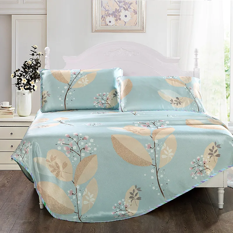 Foldable blue summer bed mat cool bedding ice silk mattress mattress 3