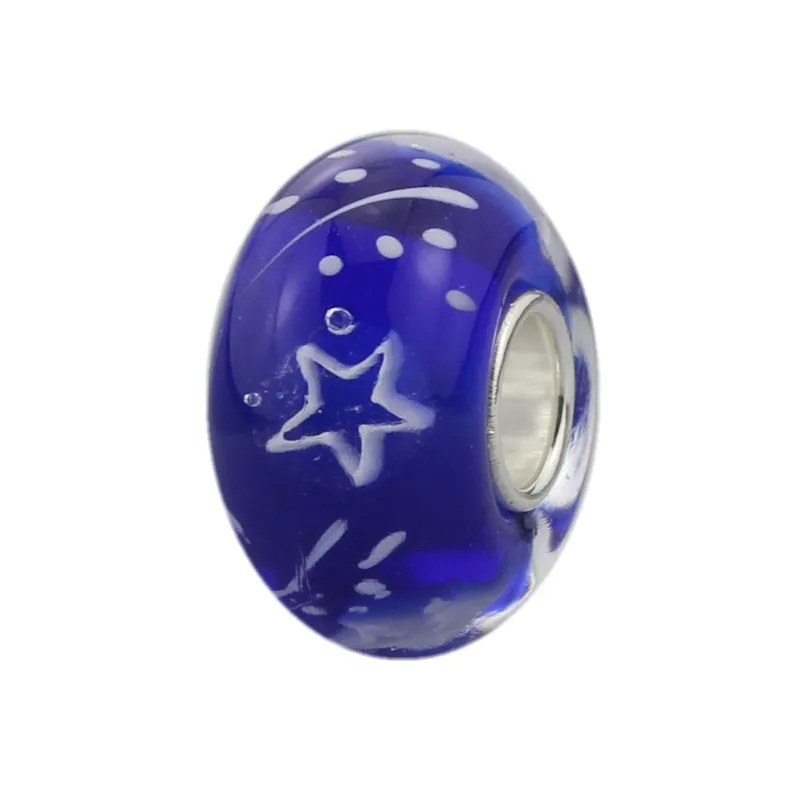 Ручной работы Lucky Stars бусы из стерлингового серебра 925 пробы синее муранское