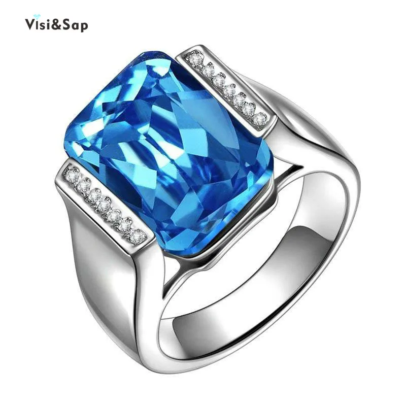 

Visisap Luxury Topez Geometric Blue Zircon Rings for Women Exaggerated Party Gifts Accessories Wholesale Fashion Jewelry B585