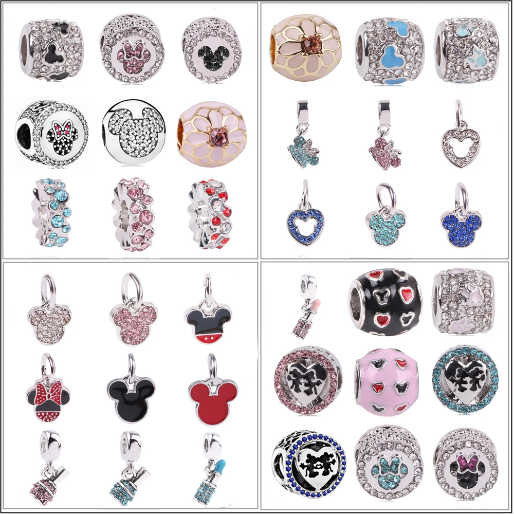 

New Free Shipping Sliver Bead Mickey Fairytale Animal Love Charm Fit Original Pandora Bracelet Necklace DIY Women Jewelry