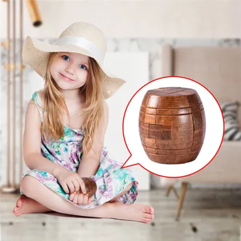 

Wooden Barrel Shape Puzzle Toy Kong Ming/Luban Lock Intellectual Toy IQ Brain Teaser Training Test For Adult Child