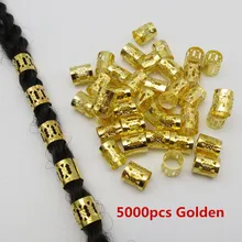 5000 шт/партия Золотой/Серебряный dread дредлок шарик Регулируемый зажим для манжеты 8 мм отверстие