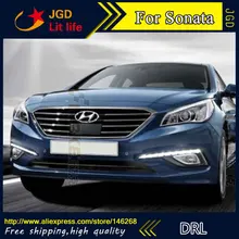 Spedizione gratuita! 12 V 6000 k LED DRL Daytime running light per Hyundai Sonata 2015 nebbia struttura della lampada Della luce di Nebbia Car styling