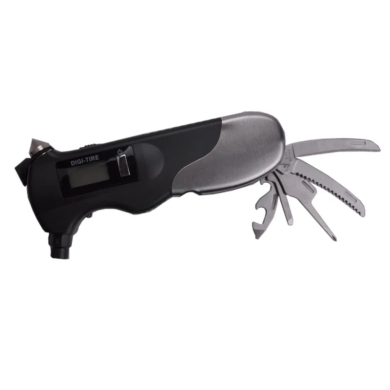 

With mini-tool combination safety hammer electronic tire pressure gauge, portable digital car tire pressure gauge, free shipping