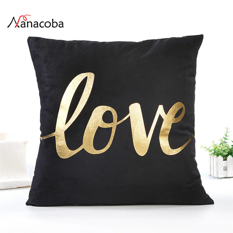 

45*45CM Bronzing Cushion Cover Gold Printed Black Pillow Cover Decorative Pillow Case Sofa Golden Pillowcases Home Decoration