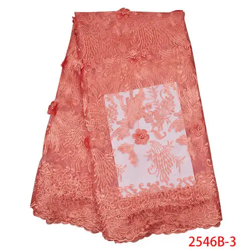 Французская кружевная ткань 3D аппликация вышитая африканская нигерийская Тюль кружевная ткань с камнями для свадебного KS2546B-3 - Цвет: picture 1