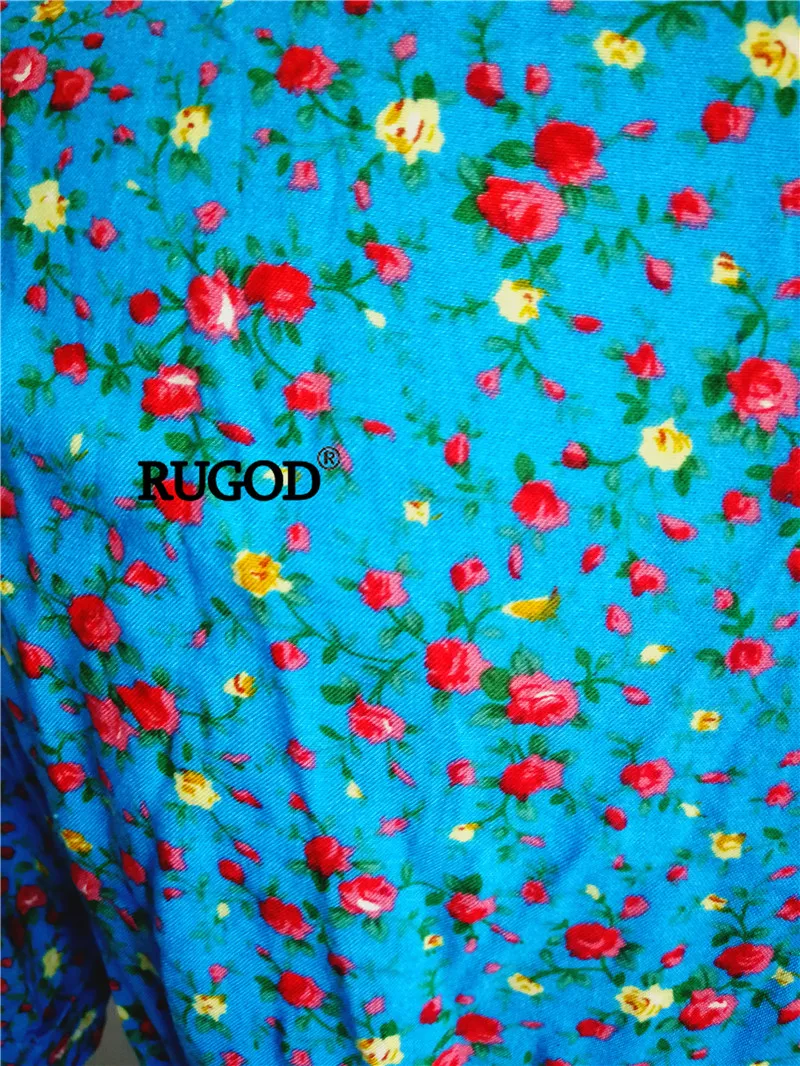 RUGOD, летнее платье,, цветочный принт, платье для женщин, высокая масса, тонкое, бохо, платье с v-образным вырезом, ropa mujer