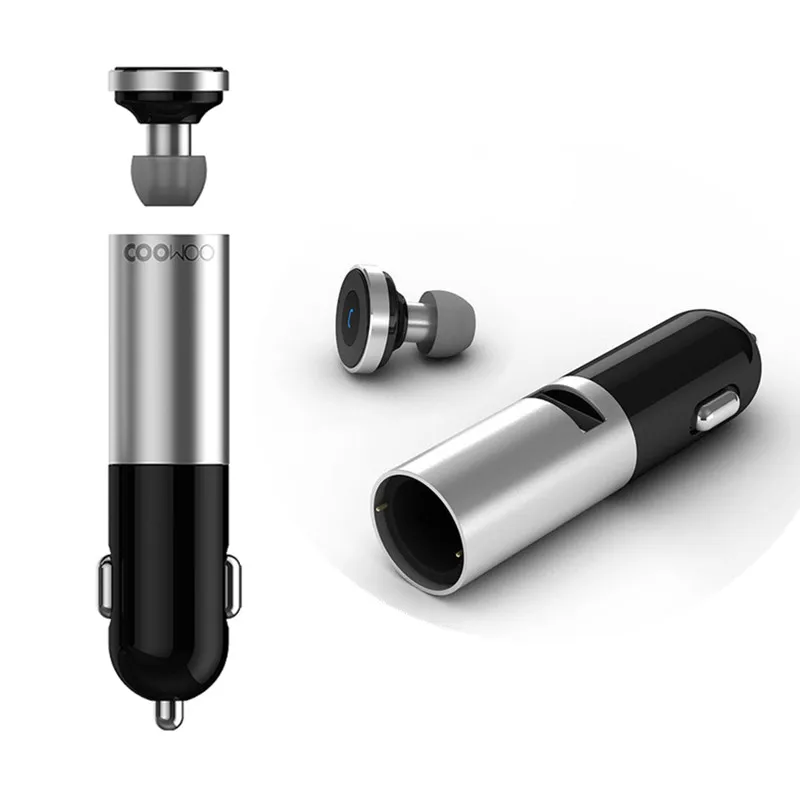 

Xiaomi CooWoo 2 in 1 Earphone 4.0 Handfree Wireless Call Headset Aluminium USB Car Charger for Samsung Xiaomi Huawei