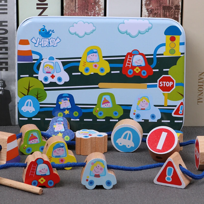 3D деревянные игрушки детские DIY Мультяшные фрукты животные нарезные бусины