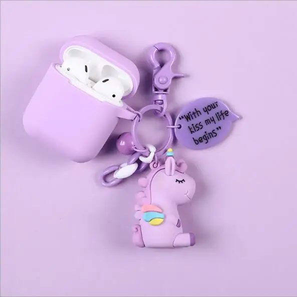 

New Cute Unicorn Toy Pendant Decorative Silicone Cover For Apple Airpods2 Bluetooth Earphone Anti-fall Cover Gifts