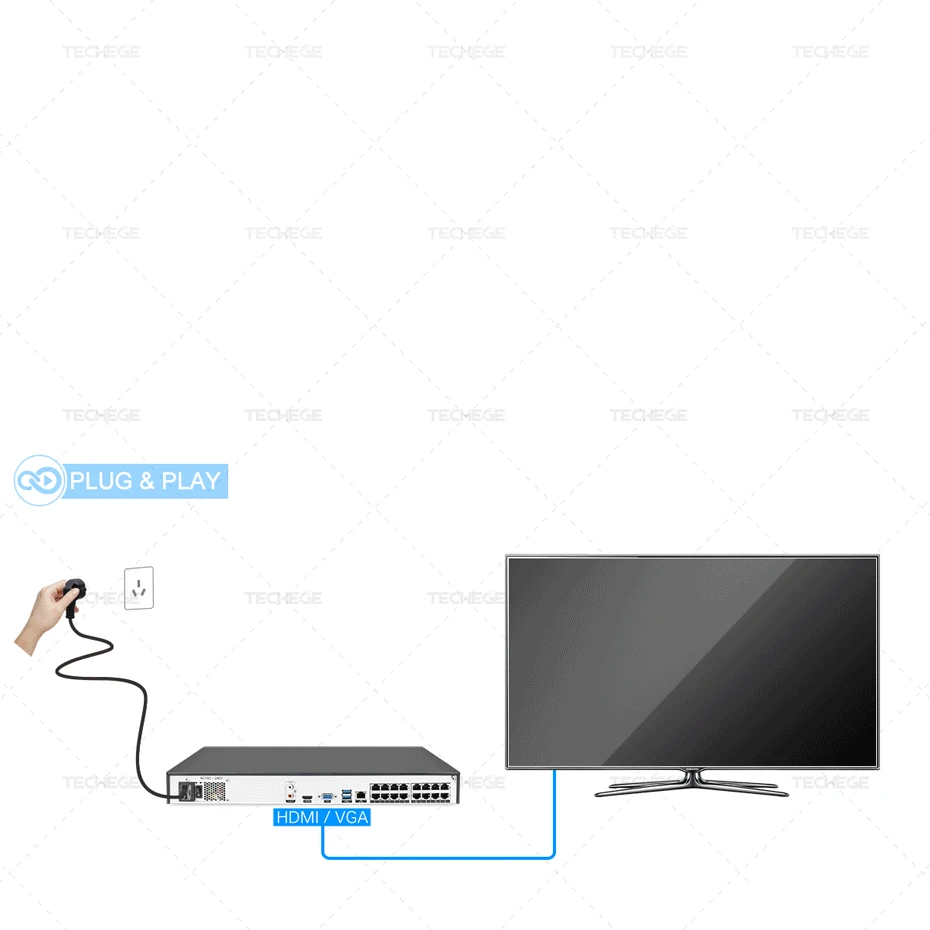  Techege 16CH 5MP POE NVR 48V Real PoE NVR 5MP 3MP 4K Network Video Recorder for PoE IP Cameras P2P  - 32862053123
