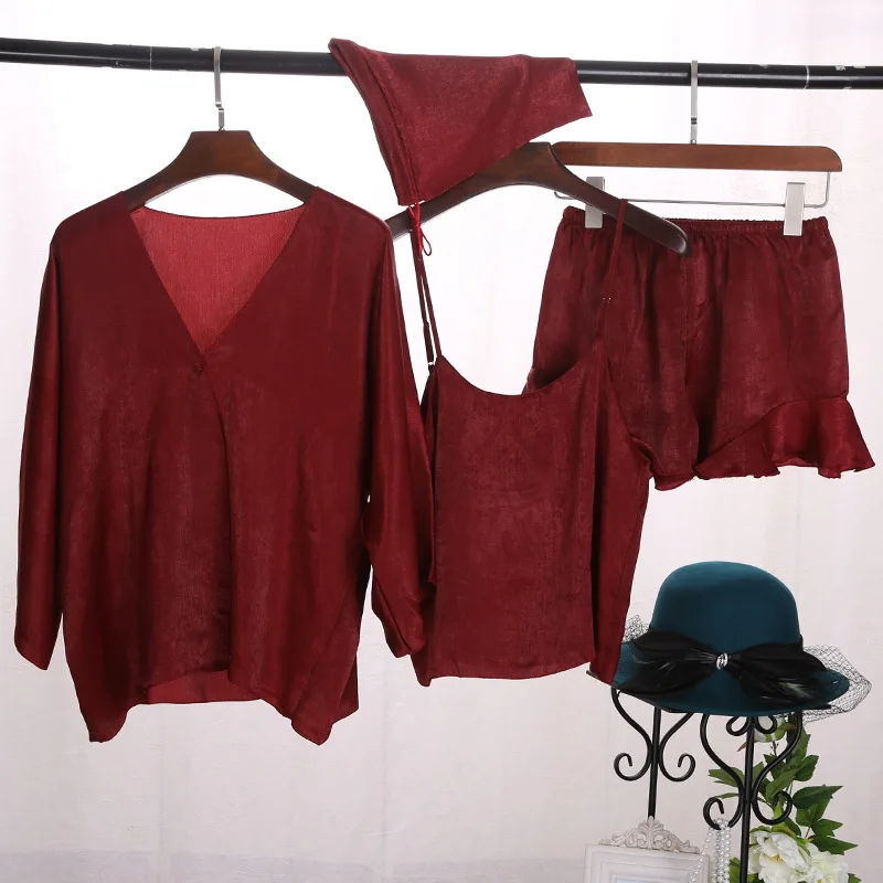 women summer silklike pajamas sets (7)