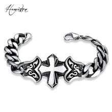 Брендовый браслет с крестом Linker, 316L титановая сталь браслет панк-рок для мужчин, крутые байкерские Винтажные Ювелирные изделия TS B183