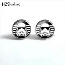 Новые серьги Звездные войны Темный воин и силуэт серьги круглые серебряные ювелирные изделия стеклянные купольные серьги-гвоздики из нержавеющей стали